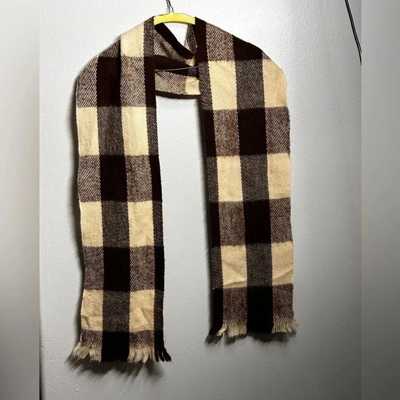 Winter Brown Plaid Rectangle Scarf Unisex - Picture 1 of 6